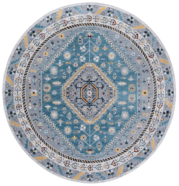 Safavieh Bayside Large Rectangle Area Rug - Elegant Turkish Design In Ivory With Blue And Pink Hues Blue ,Grey Polyester Bay118l-4