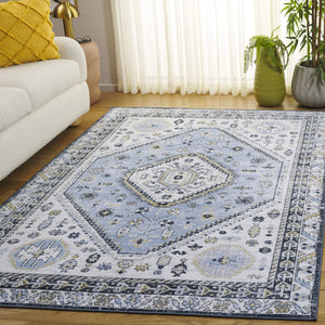 Safavieh Bayside Large Rectangle Area Rug - Elegant Turkish Design In Ivory With Blue And Pink Hues Blue ,Navy Polyester Bay118m-9