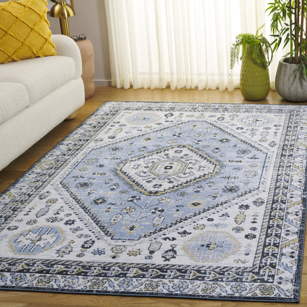 Safavieh Bayside Large Rectangle Area Rug - Elegant Turkish Design In Ivory With Blue And Pink Hues Blue ,Navy Polyester Bay118m-9