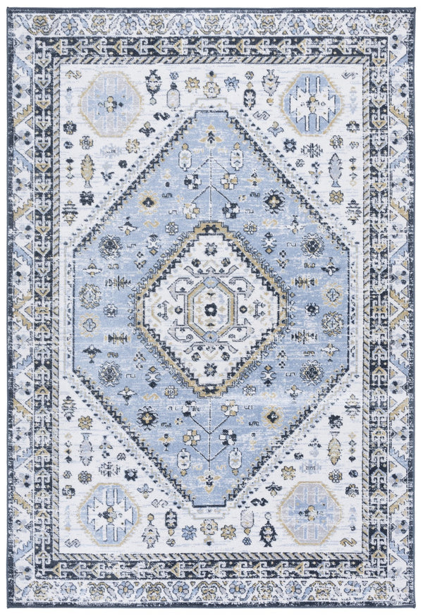 Safavieh Bayside Large Rectangle Area Rug - Elegant Turkish Design In Ivory With Blue And Pink Hues Blue ,Navy Polyester Bay118m-9