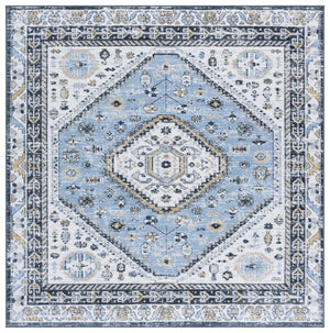 Safavieh Bayside Traditional Ivory And Beige Blue Runner Area Rug - Elegance Meets Easy Care For Any Space Blue ,Navy Polyester Bay118m-7sq