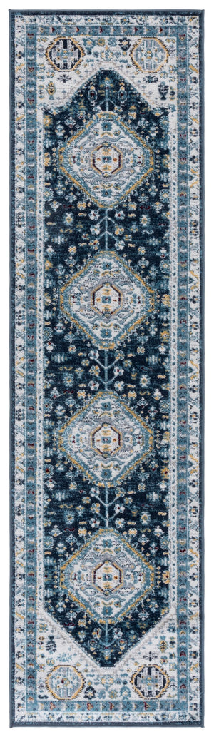 Safavieh Bayside Traditional Ivory And Beige Blue Runner Area Rug - Elegance Meets Easy Care For Any Space Navy ,Blue Polyester Bay118n-28