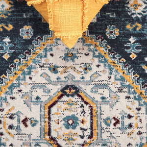 Safavieh Bayside Traditional Ivory And Beige Blue Runner Area Rug - Elegance Meets Easy Care For Any Space Navy ,Blue Polyester Bay118n-5