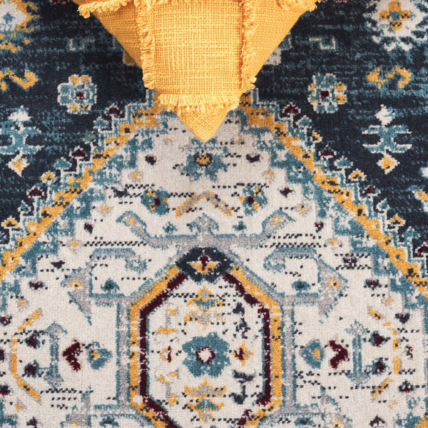 Safavieh Bayside Traditional Ivory And Beige Blue Runner Area Rug - Elegance Meets Easy Care For Any Space Navy ,Blue Polyester Bay118n-5