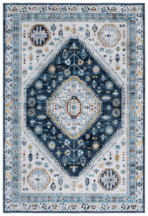 Safavieh Bayside Traditional Ivory And Beige Blue Runner Area Rug - Elegance Meets Easy Care For Any Space Navy ,Blue Polyester Bay118n-5