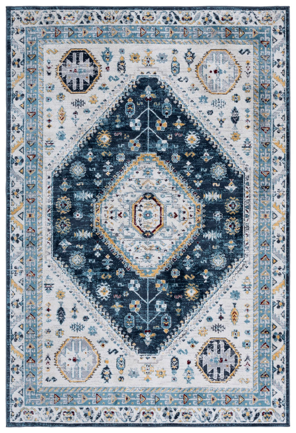 Safavieh Bayside Traditional Ivory And Beige Blue Runner Area Rug - Elegance Meets Easy Care For Any Space Navy ,Blue Polyester Bay118n-5