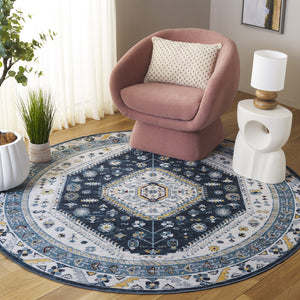 Safavieh Bayside Large Rectangle Area Rug - Elegant Turkish Design In Ivory With Blue And Pink Hues Navy ,Blue Polyester Bay118n-8