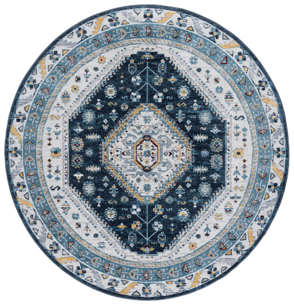 Safavieh Bayside Large Rectangle Area Rug - Elegant Turkish Design In Ivory With Blue And Pink Hues Navy ,Blue Polyester Bay118n-8