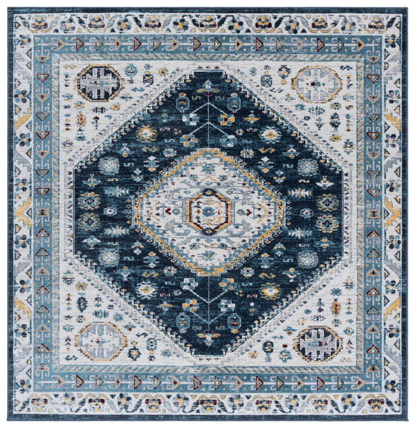 Safavieh Bayside Large Rectangle Area Rug - Elegant Turkish Design In Ivory With Blue And Pink Hues Navy ,Blue Polyester Bay118n-8