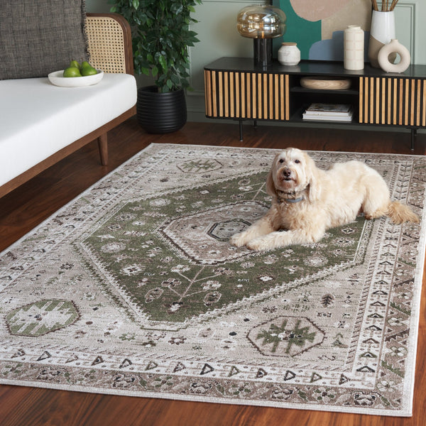 Safavieh Bayside Large Rectangle Area Rug - Elegant Turkish Design In Ivory With Blue And Pink Hues Green ,Ivory Polyester Bay118x-9
