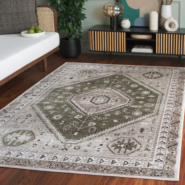 Safavieh Bayside Traditional Ivory And Beige Blue Runner Area Rug - Elegance Meets Easy Care For Any Space Green ,Ivory Polyester Bay118x-5