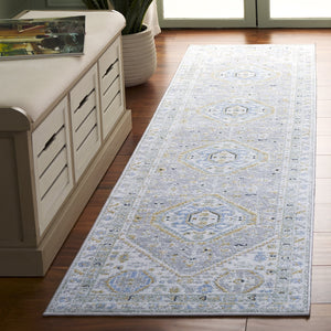 Safavieh Bayside Traditional Ivory And Beige Blue Runner Area Rug - Elegance Meets Easy Care For Any Space Green ,Grey Polyester Bay118y-28