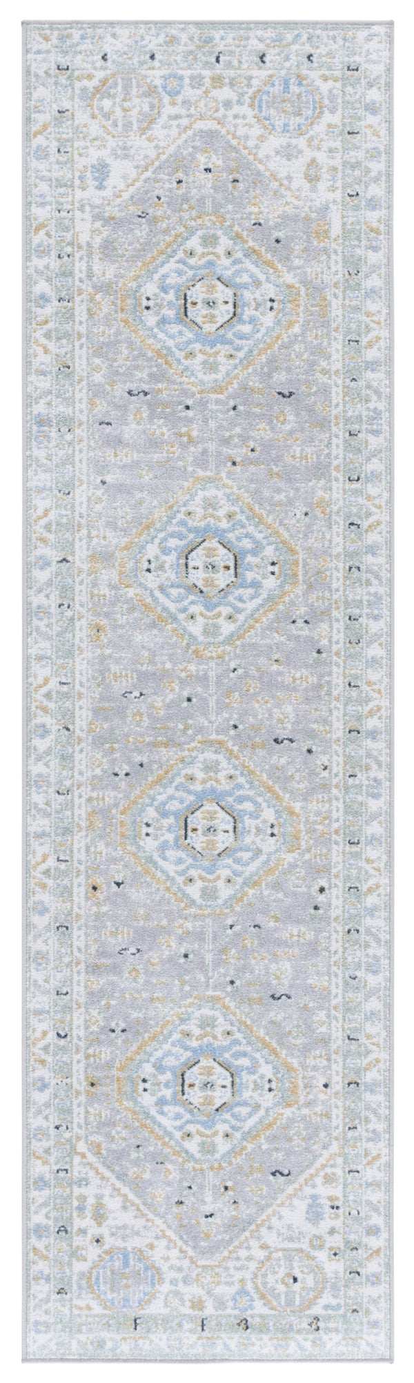 Safavieh Bayside Traditional Ivory And Beige Blue Runner Area Rug - Elegance Meets Easy Care For Any Space Green ,Grey Polyester Bay118y-28
