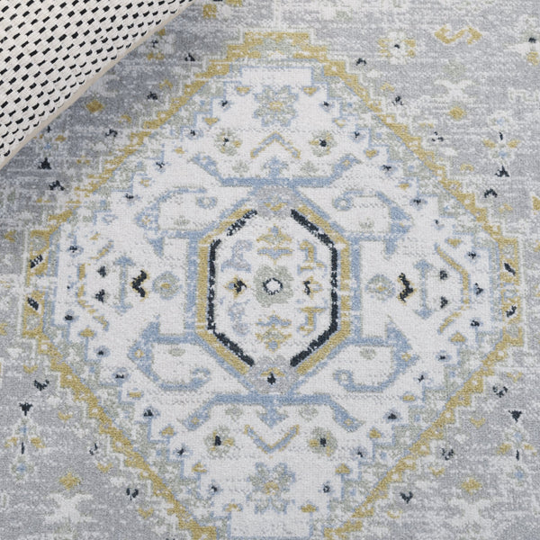 Safavieh Bayside Traditional Ivory And Beige Blue Runner Area Rug - Elegance Meets Easy Care For Any Space Green ,Grey Polyester Bay118y-5