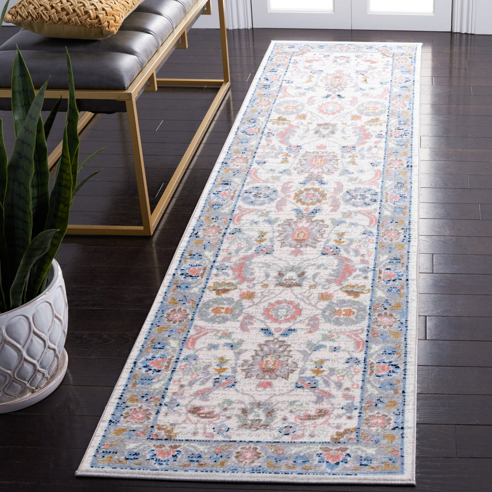 Safavieh Bayside Traditional Area Rug - Exquisite Turkish Design With Floral Patterns For Timeless Elegance Beige ,Blue Polyester Bay120b-5r