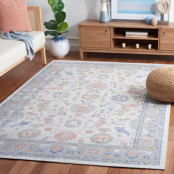 Safavieh Bayside Traditional Area Rug - Exquisite Turkish Design With Floral Patterns For Timeless Elegance Beige ,Blue Polyester Bay120b-5r
