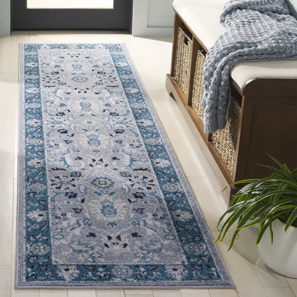 Safavieh Bayside Area Rug - Elegant Runner With Traditional Style And Modern Craftsmanship For Hallways Blue ,Grey Polyester Bay120m-28