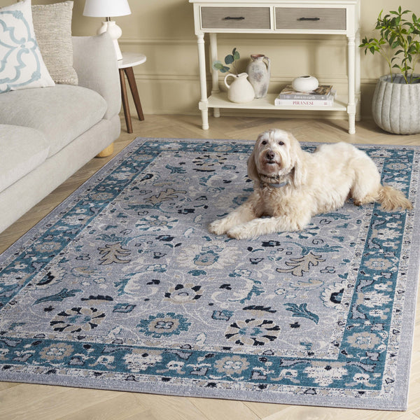 Safavieh Bayside Traditional Area Rug - Exquisite Turkish Design With Floral Patterns For Timeless Elegance Blue ,Grey Polyester Bay120m-8