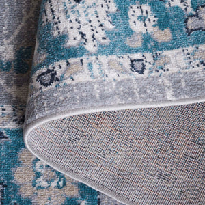 Safavieh Bayside Traditional Area Rug - Exquisite Turkish Design With Floral Patterns For Timeless Elegance Blue ,Grey Polyester Bay120m-8