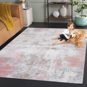 Safavieh Bayside Modern Area Rug: Luxurious Oversized Design With Abstract Patterns For Stylish Homes Ivory ,Grey Pink Polyester Bay128a-214