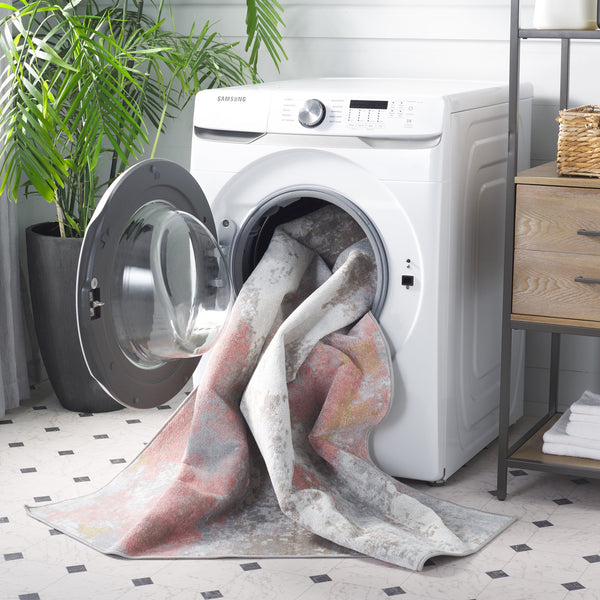 Safavieh Bayside Modern Area Rug - Elegant Ivory And Grey Pink Design, Durable, Washable, Oeko-tex Certified Ivory ,Grey Pink Polyester Bay128a-3r