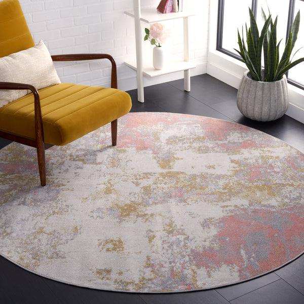 Safavieh Bayside Modern Area Rug: Luxurious Oversized Design With Abstract Patterns For Stylish Homes Ivory ,Grey Pink Polyester Bay128a-214