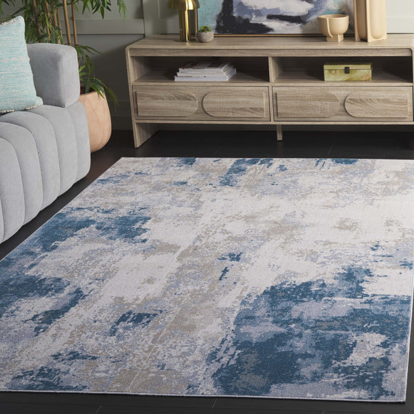 Safavieh Bayside 2ft 2in By 8ft Turkish Area Rug - Elegant Power-loomed Design In Timeless Blue And Grey Tones Blue ,Grey Polyester Bay128m-5
