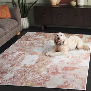 Safavieh Bayside Modern Area Rug: Luxurious Oversized Design With Abstract Patterns For Stylish Homes Ivory ,Orange Beige Polyester Bay128p-4