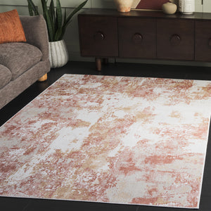 Safavieh Bayside Modern Area Rug: Luxurious Oversized Design With Abstract Patterns For Stylish Homes Ivory ,Orange Beige Polyester Bay128p-4