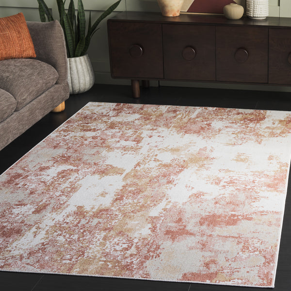 Safavieh Bayside Modern Area Rug: Luxurious Oversized Design With Abstract Patterns For Stylish Homes Ivory ,Orange Beige Polyester Bay128p-4