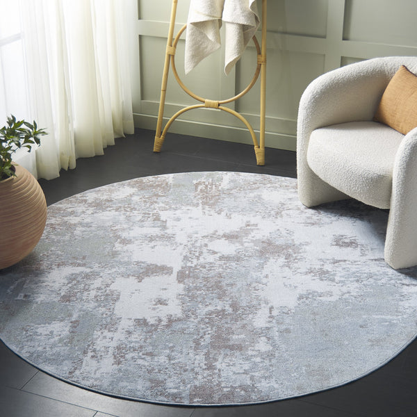 Safavieh Bayside 2ft 2in By 8ft Turkish Area Rug - Elegant Power-loomed Design In Timeless Blue And Grey Tones Green ,Ivory Polyester Bay128w-7r