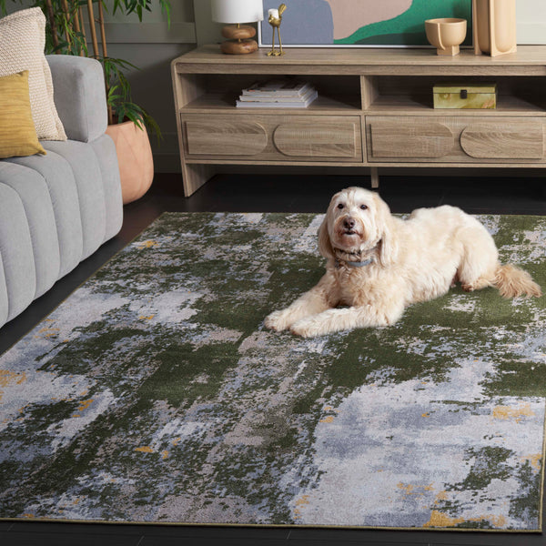 Safavieh Bayside Modern Area Rug: Luxurious Oversized Design With Abstract Patterns For Stylish Homes Green ,Grey Polyester Bay128y-9