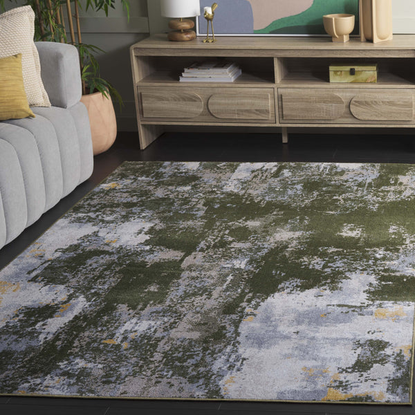 Safavieh Bayside 2ft 2in By 8ft Turkish Area Rug - Elegant Power-loomed Design In Timeless Blue And Grey Tones Green ,Grey Polyester Bay128y-5