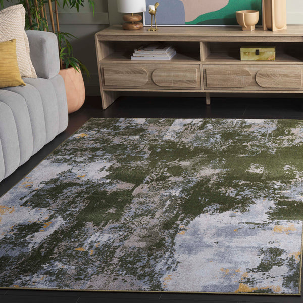 Safavieh Bayside Modern Area Rug: Luxurious Oversized Design With Abstract Patterns For Stylish Homes Green ,Grey Polyester Bay128y-9