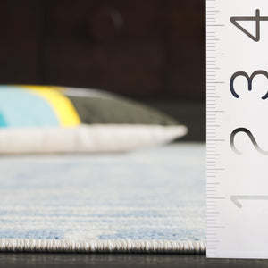 Safavieh Bayside Modern Abstract Runner Rug For Hallways - Durable, Soft, And Easy To Maintain, Made In Turkey Ivory ,Blue Polyester Bay132m-5