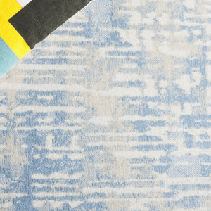 Safavieh Bayside Modern Abstract Runner Rug For Hallways - Durable, Soft, And Easy To Maintain, Made In Turkey Ivory ,Blue Polyester Bay132m-5