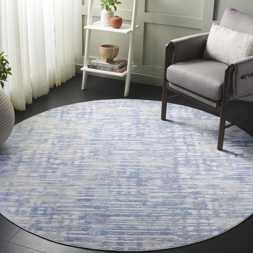 Safavieh Bayside Modern Abstract Runner Rug For Hallways - Durable, Soft, And Easy To Maintain, Made In Turkey Ivory ,Blue Polyester Bay132m-7r