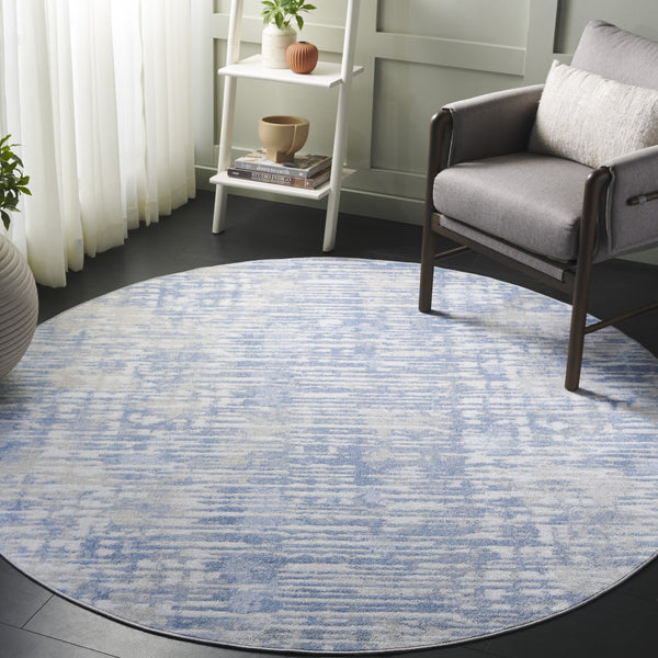 Safavieh Bayside Modern Abstract Runner Rug For Hallways - Durable, Soft, And Easy To Maintain, Made In Turkey Ivory ,Blue Polyester Bay132m-7r