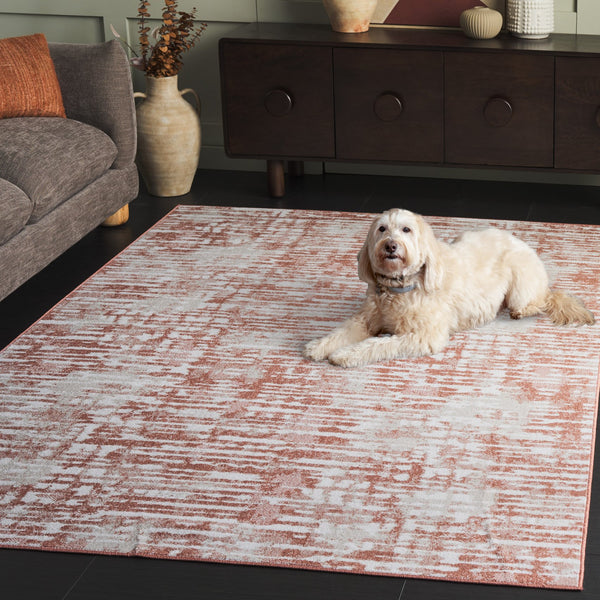 Safavieh Bayside Modern Abstract Runner Rug For Hallways - Durable, Soft, And Easy To Maintain, Made In Turkey Ivory ,Orange Beige Polyester Bay132p-5