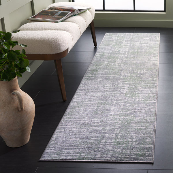 Safavieh Bayside Modern Abstract Runner Rug For Hallways - Durable, Soft, And Easy To Maintain, Made In Turkey Green ,Grey Polyester Bay132y-28