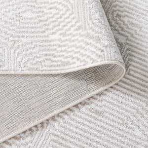 Safavieh Bayside Modern Geometric Area Rug - Soft, Durable Turkish Design For Contemporary Living Spaces Ivory ,Light Brown Polyester Bay136t-7r