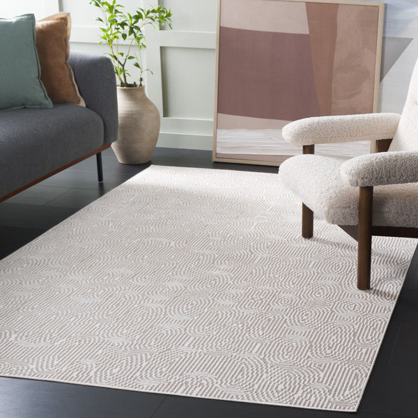 Safavieh Bayside Modern Geometric Area Rug - Soft, Durable Turkish Design For Contemporary Living Spaces Ivory ,Light Brown Polyester Bay136t-7r