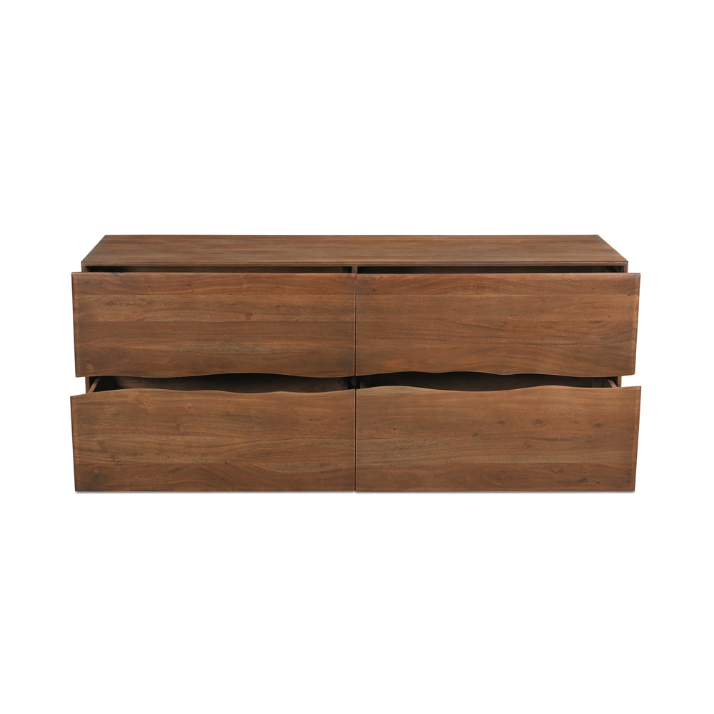 Moe's Home Watson 4-drawer Dresser With Live-edge Acacia Design For Modern Organic Home Décor Style Brown Solid Acacia,Mdf Back Bb-1001-03