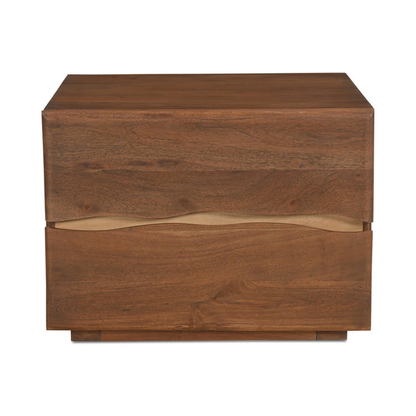Moe's Home Watson Nightstand: Modern Solid Acacia Design With Live-edge Detail & Convenient Storage Drawers Brown Solid Acacia,Mdf Back Bb-1002-03