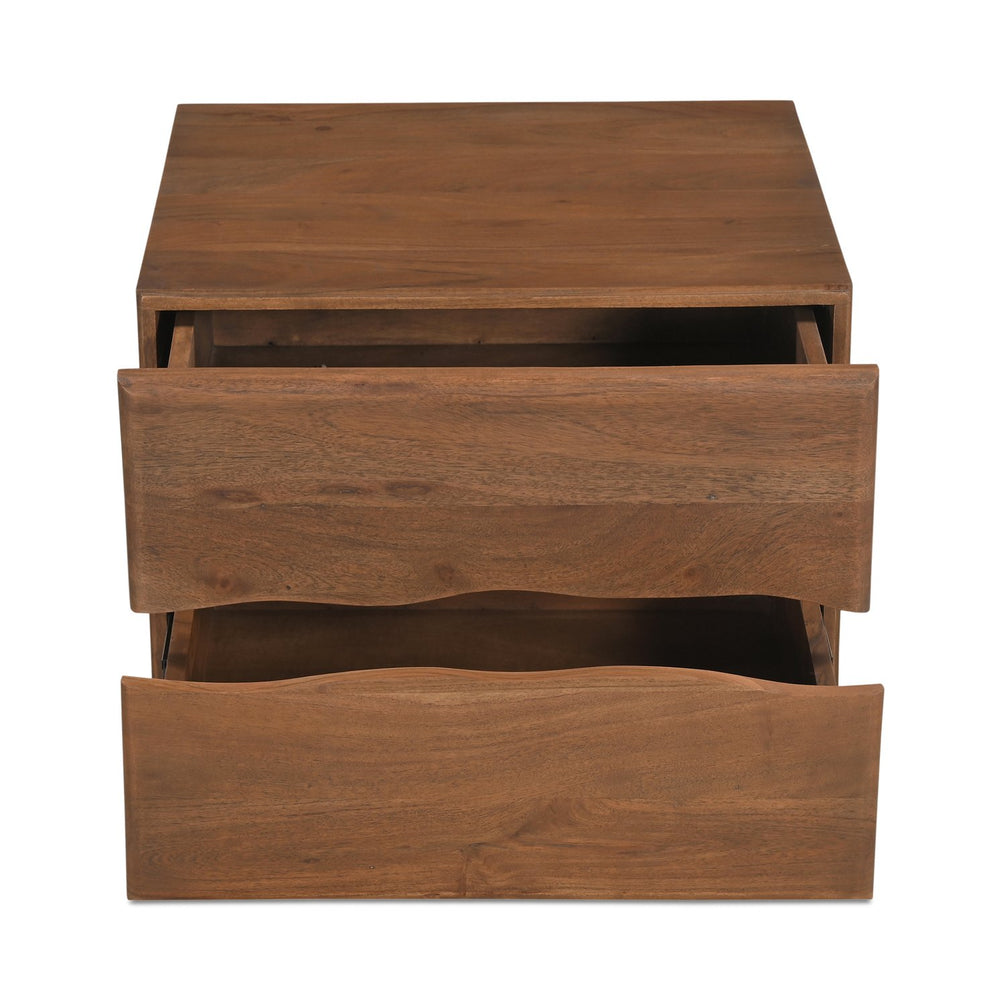 Moe's Home Watson Nightstand: Modern Solid Acacia Design With Live-edge Detail & Convenient Storage Drawers Brown Solid Acacia,Mdf Back Bb-1002-03
