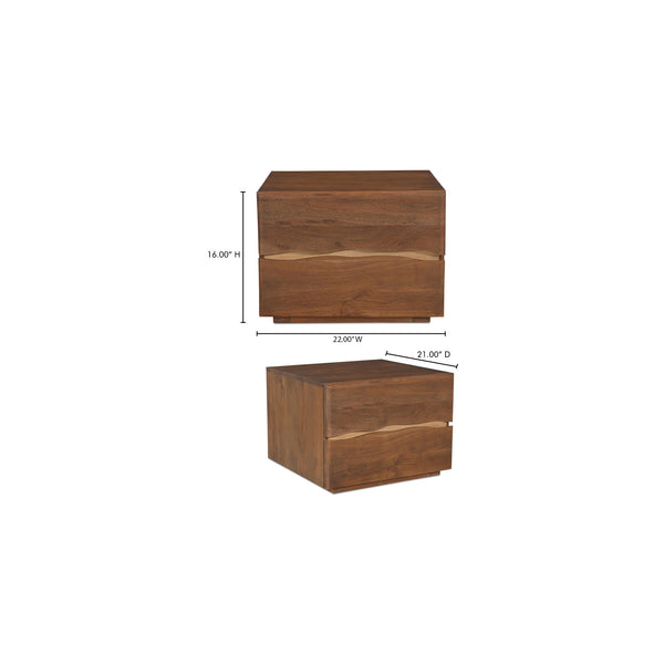 Moe's Home Watson Nightstand: Modern Solid Acacia Design With Live-edge Detail & Convenient Storage Drawers Brown Solid Acacia,Mdf Back Bb-1002-03