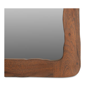 Moe's Home Ellis Mid-century Modern Mirror With Unique Wave Design In Solid Acacia Wood Frame For Any Room Brown Acacia Wood,Glass Mirror Bb-1008-03