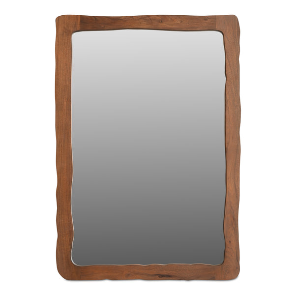 Moe's Home Ellis Mid-century Modern Mirror With Unique Wave Design In Solid Acacia Wood Frame For Any Room Brown Acacia Wood,Glass Mirror Bb-1008-03