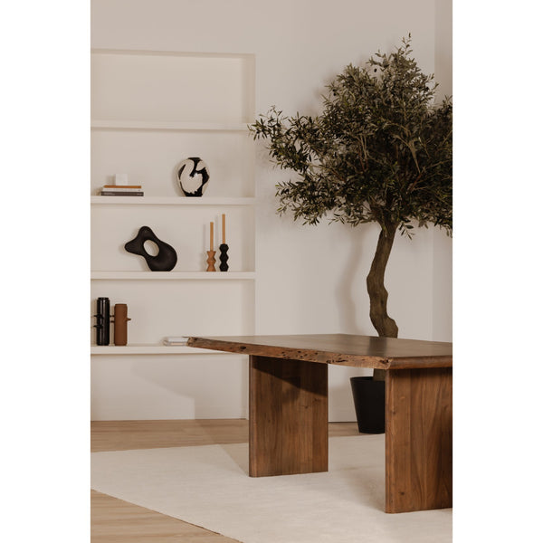 Moe's Home Lila Dining Table - Elegant Acacia Wood Live Edge Design With Bullnose Edging For Sophisticated Dining Brown Acacia Wood,Metal Connecting Plate Bb-1014-03-0