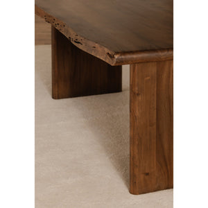 Moe's Home Lila Dining Table - Elegant Acacia Wood Live Edge Design With Bullnose Edging For Sophisticated Dining Brown Acacia Wood,Metal Connecting Plate Bb-1015-03-0
